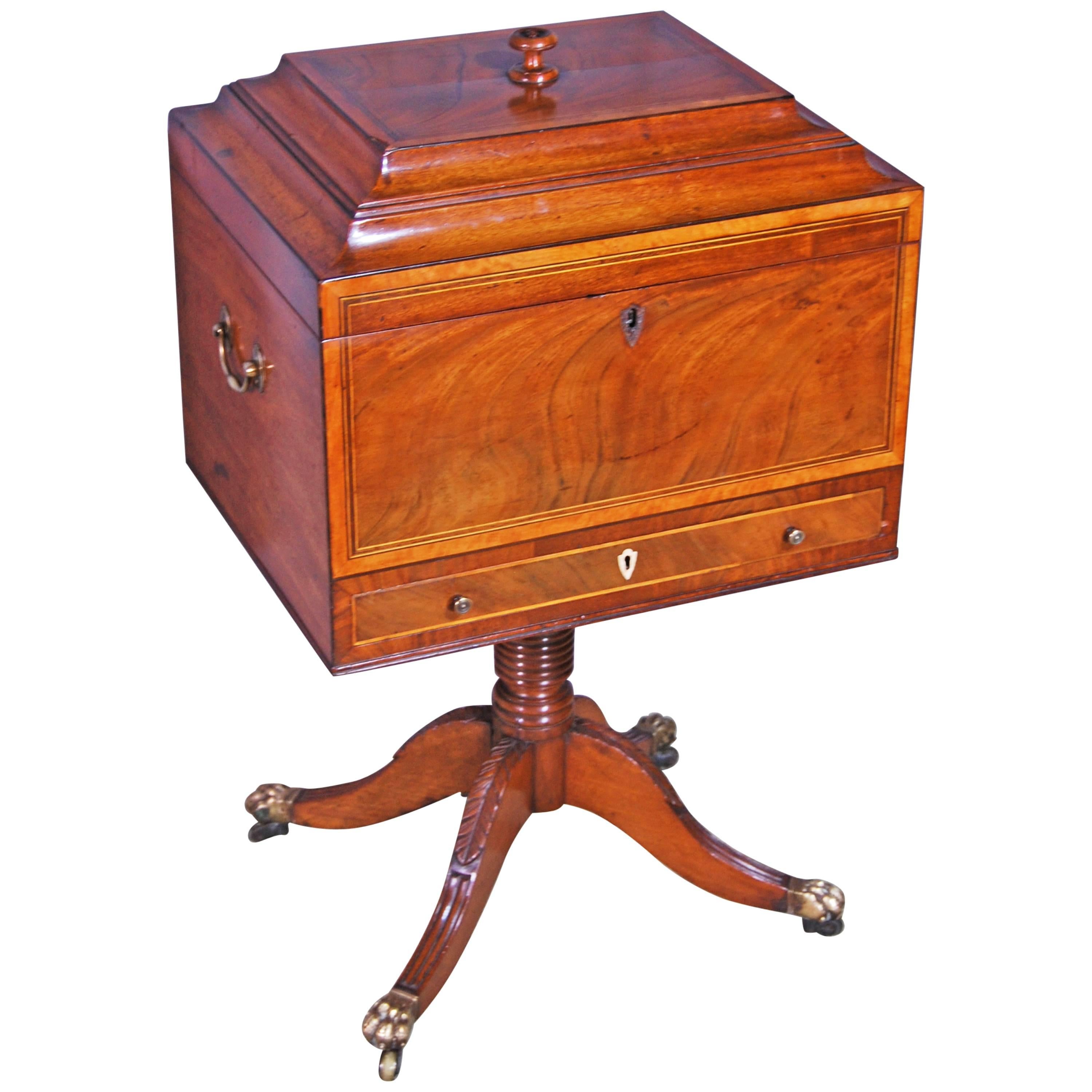 Regency Period Mahogany and Satinwood Teapoy For Sale