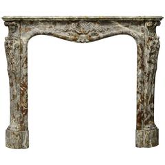 Antique Fireplace Mantel from Belgium, 19th Century Louis XV Style in Marble