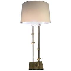 Terrific Tommi Parzinger Style Brass and Chrome Table Lamp