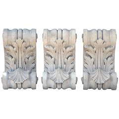19th Century Series Three White Terracotta Architectural Sculpture Acanthus Leaf