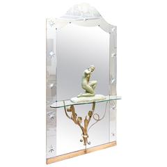 20th Century Large Italian Hall Mirror with Console