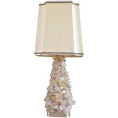 Quartz and Amethyst Sculptural Lamp in the Style of Carole Stupell