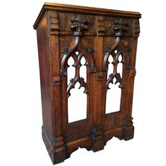 Antique Solid Oak Bible Stand Lectern, Gothic Victorian, 19th Century