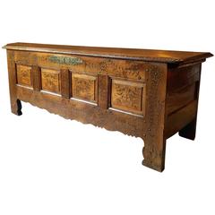 Antique Chest Coffer Coffee Table, George III Solid Oak, 19th Century