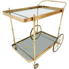 Mid-20th Century Italian Brass Bar Serving Cart by Maison Jansen