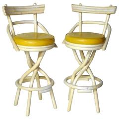 Pair of James Mont Style Barstools by Hermosa Rattan