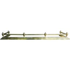 Antique English Polished Brass Fireplace Fender, 19th Century