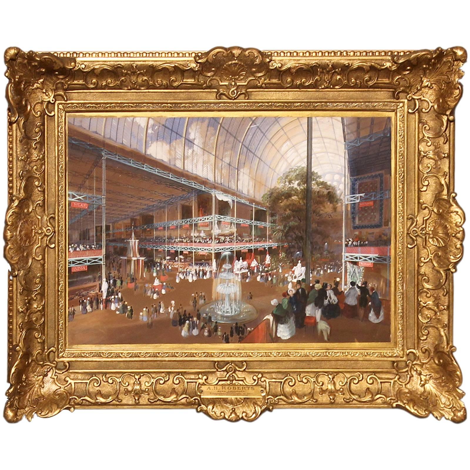 Arthur Henry Roberts, "Au Palais de Cristal de Londres" Gouache on Paper, 1855