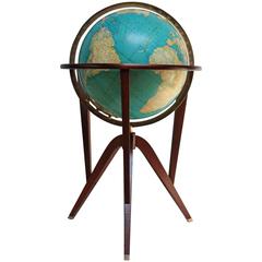 Vintage Edward Wormley for Dunbar Illuminated Glass Globe on Mahogany Stand