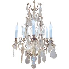 Early 20th Century Louis XV Style Old Silver Plate and Crystal Chandelier