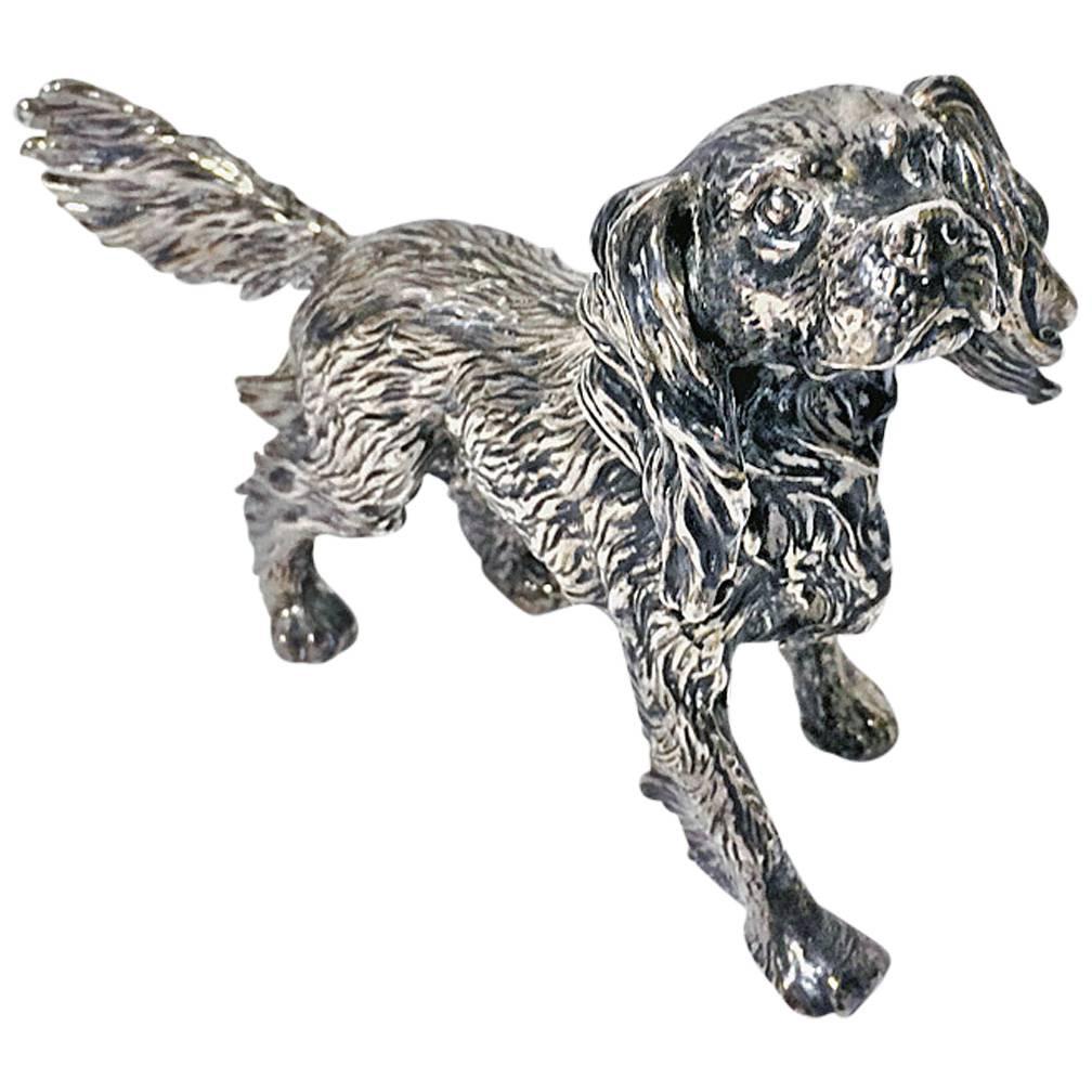 Sterling Silver Spaniel Dog Figurine