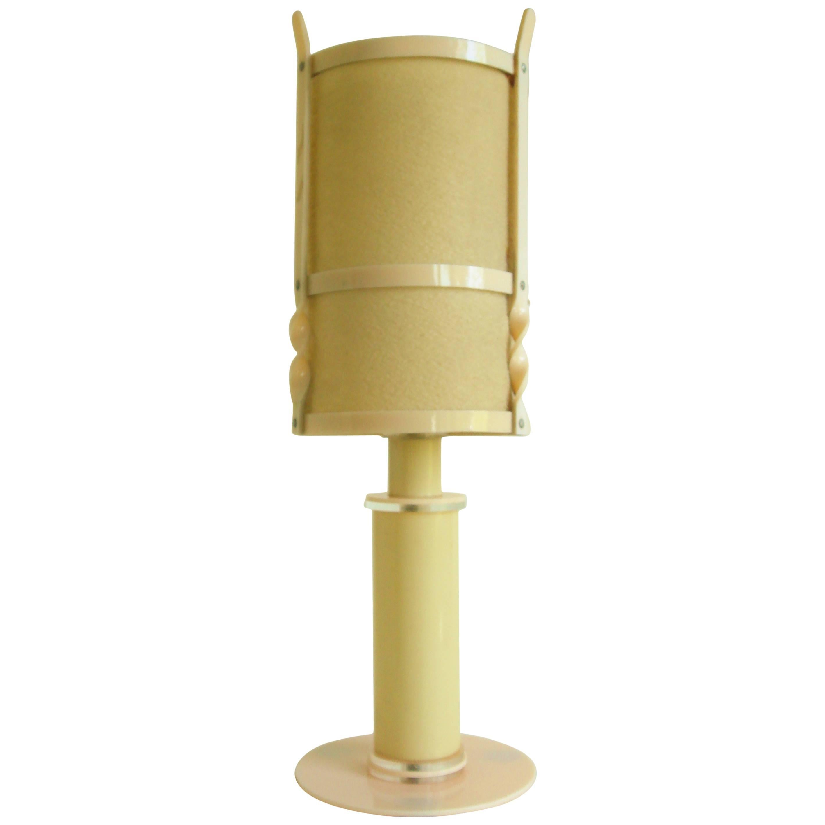 French Art Deco Polychrome Pastel Lucite Table Lamp with Fiberglass Shade For Sale