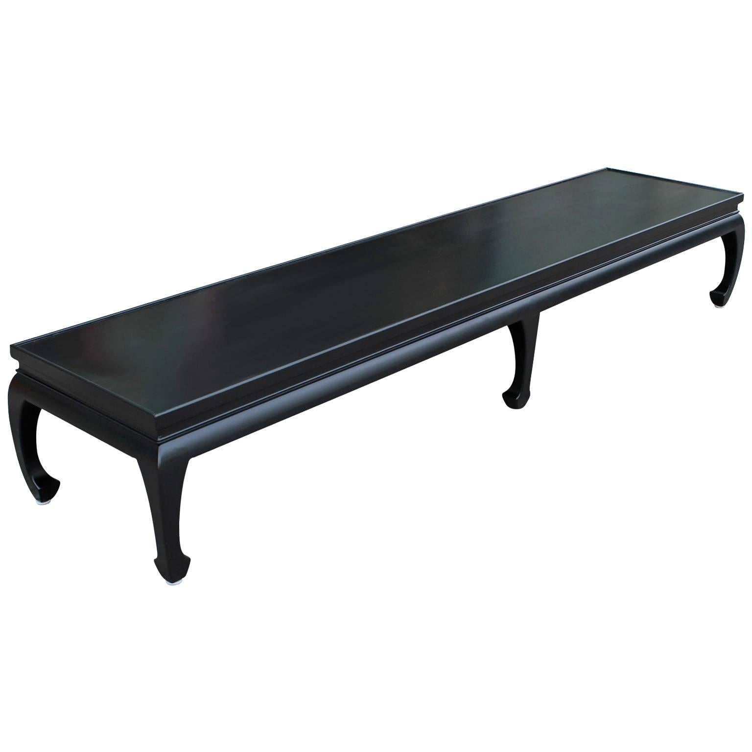 Modern Rectangular Ebonized Coffee Table with Asian Inspiration