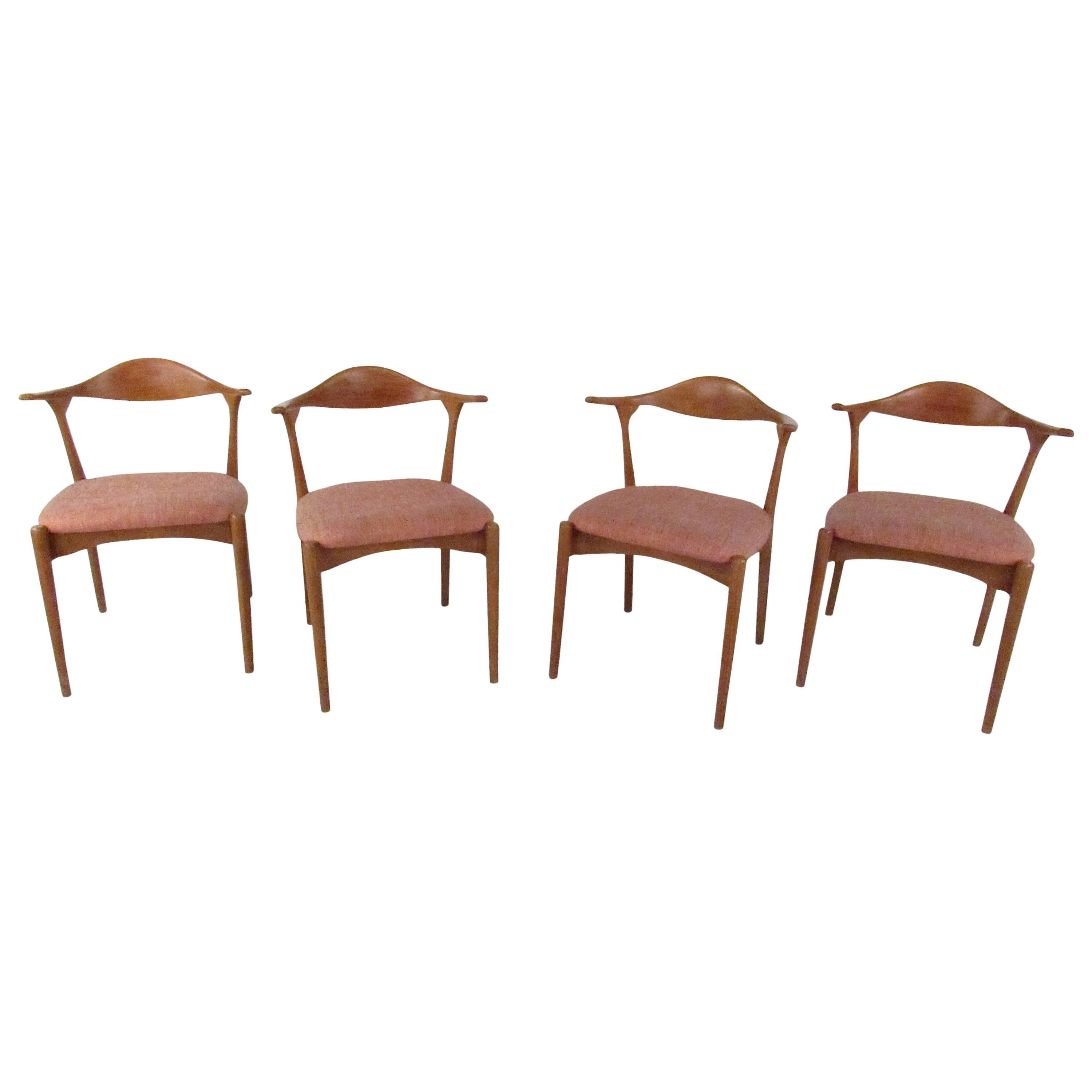 Danish Modern Cow Horn Style Dining Chairs For Sale