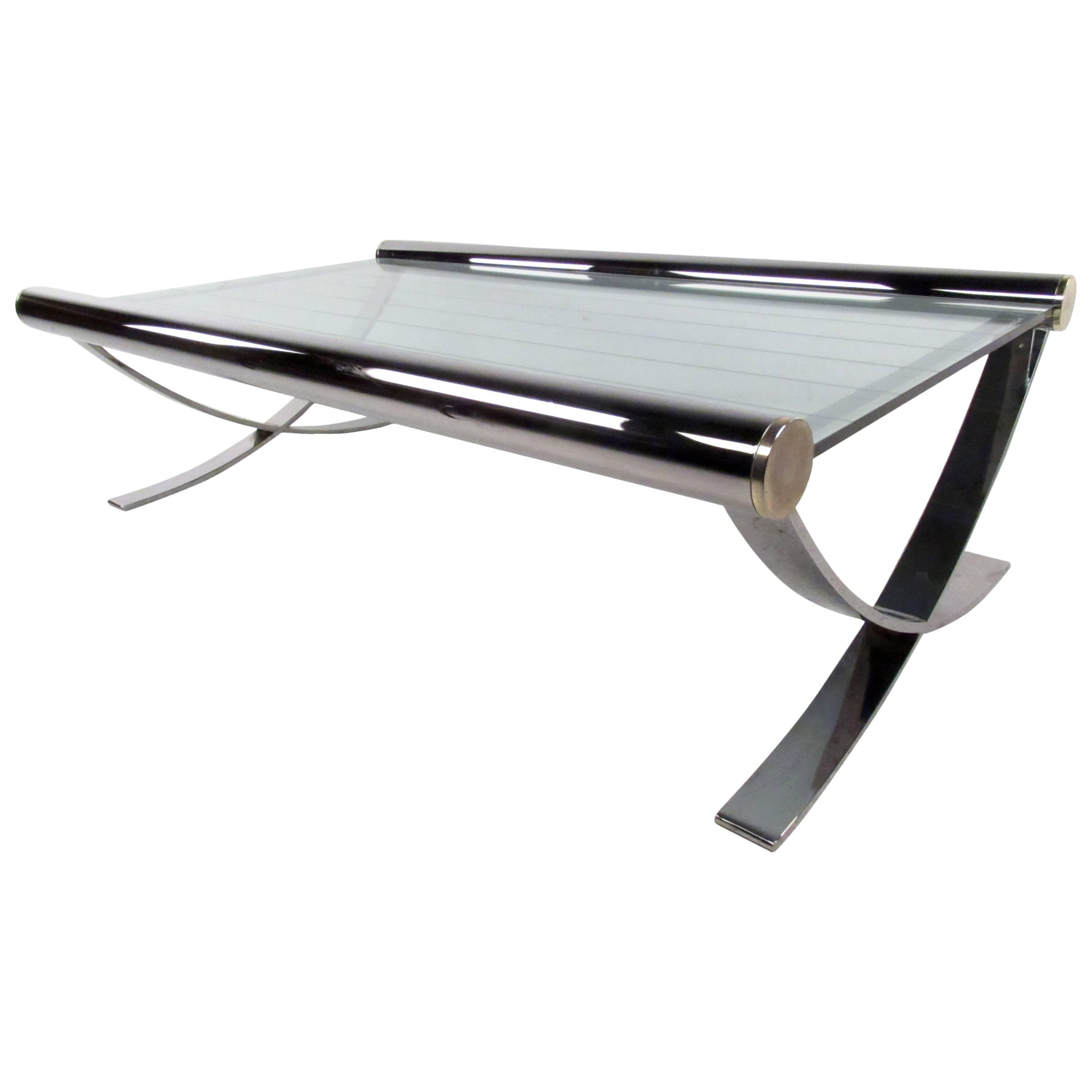 Mid-Century Chrome Coffee Table For Sale