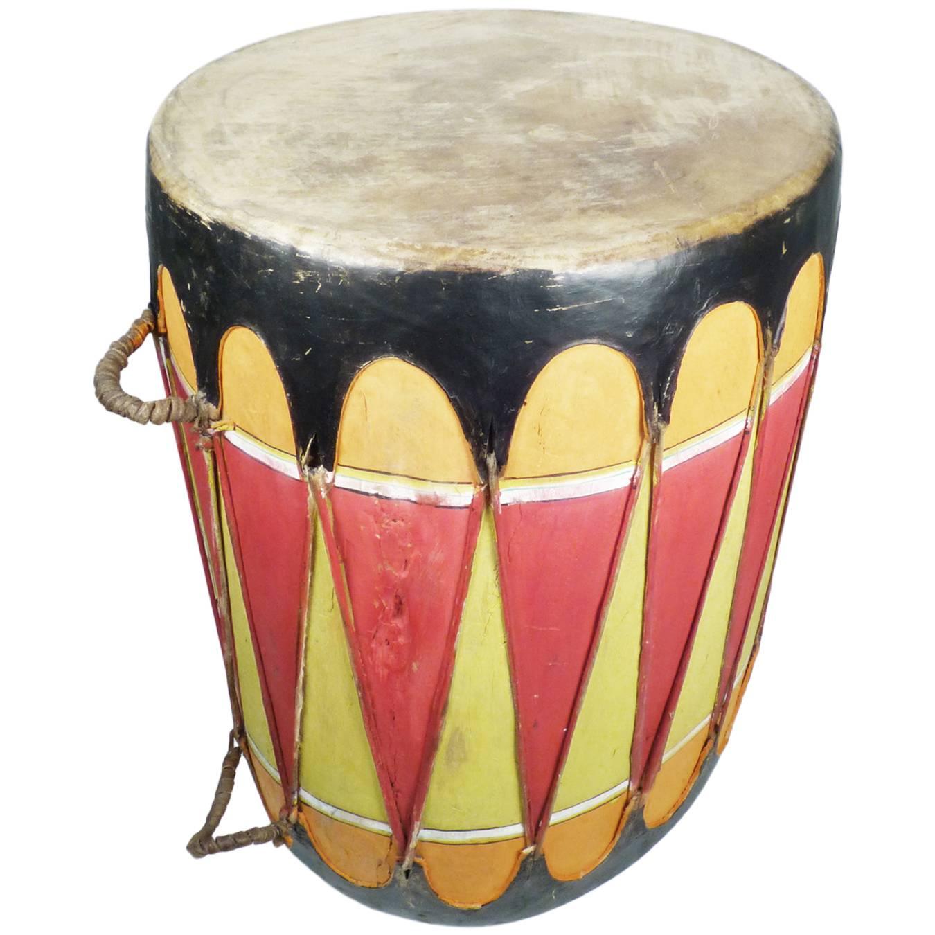 Vintage Pueblo Painted Drum, circa 1940 For Sale