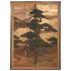 Magnificent Two-Panel Japanese Screen