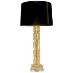 Modern Murano Italian Gold Glass Stacked Cylinder Lamp