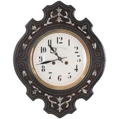 French 19th Century Inlaid Ebony Wall Clock