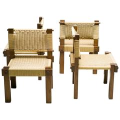 Set of Four Danish Architectural Dining Chairs