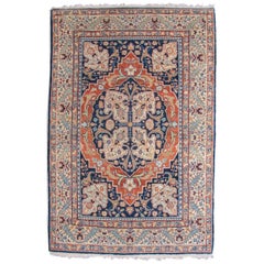 Late 19th Century Indigo and Ochre Yellow Tabriz Carpet