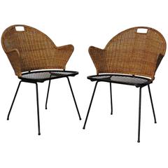 Iron & Wicker Chairs by Maurizio Tempestini for Salterini