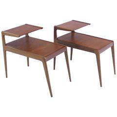 Pair of Danish Modern Teak and Beech End Tables Designed by Kurt Ostervig