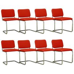 Set of Eight Marcel Breuer Chrome Cesca Chairs for Stending
