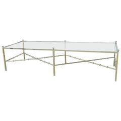 Mid-Century Faux Bamboo Chrome Coffee Table 8