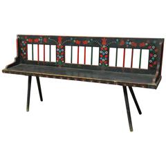 Romanian Polychrome Folk Art Bench