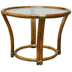 McGuire Organic Round Bamboo and Glass Side Table