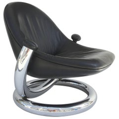 Retro Chrome and Black Leather Anaconda Lounge Chair by Paul Tuttle 
