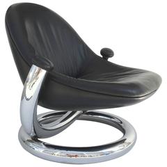 Chrome and Black Leather Anaconda Lounge Chair by Paul Tuttle 9