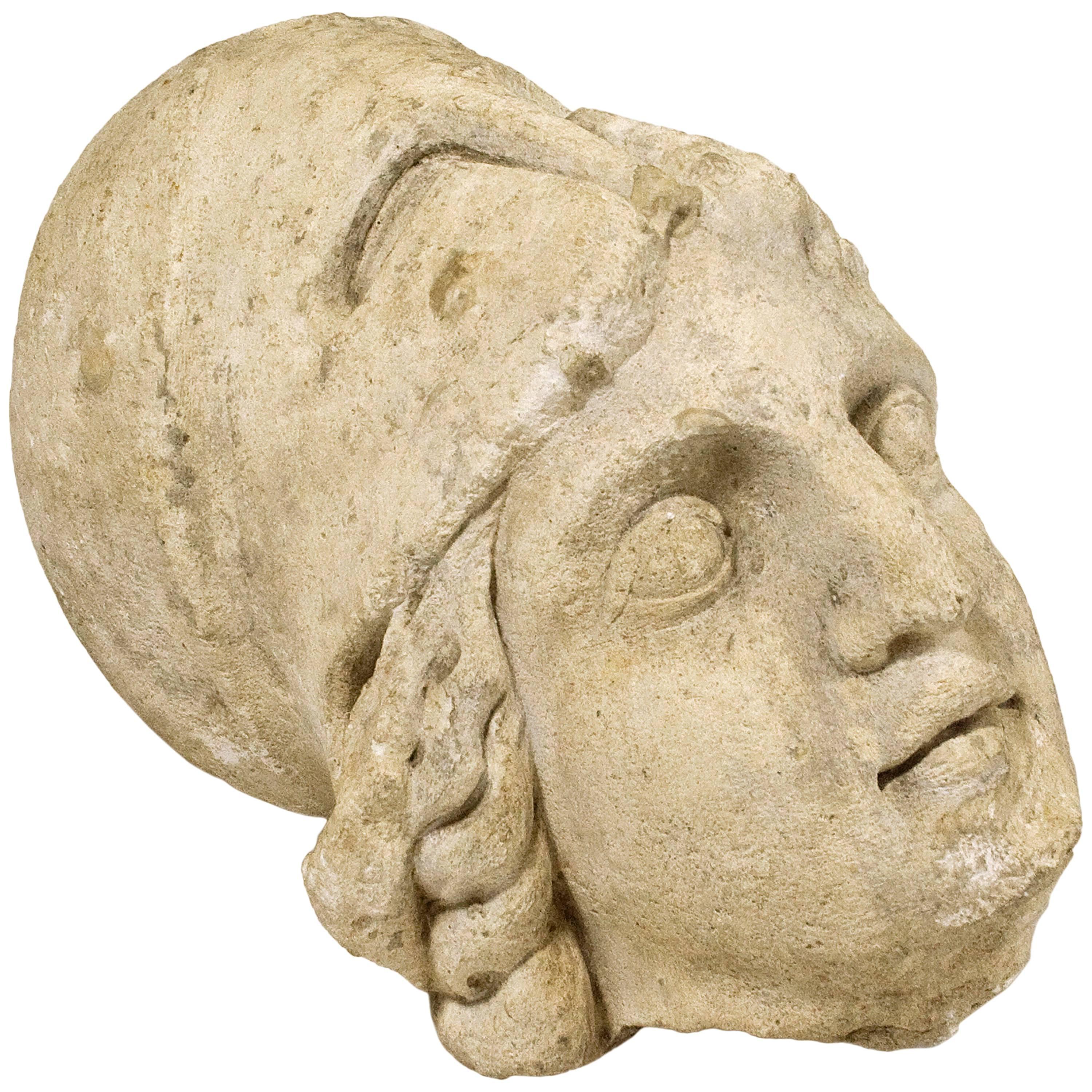 Roman Antiquities Stone Sculpture of Minerva with Helmet, 2nd Century AD, France