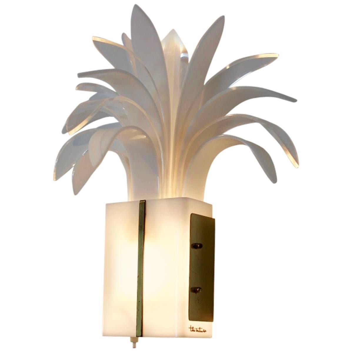 20th Century Theo Verhulst Palm Tree Wall Light in Brass