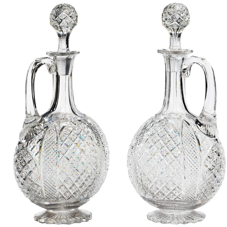 Cut-glass decanters attributed to Thomas Webb, ca. 1865
