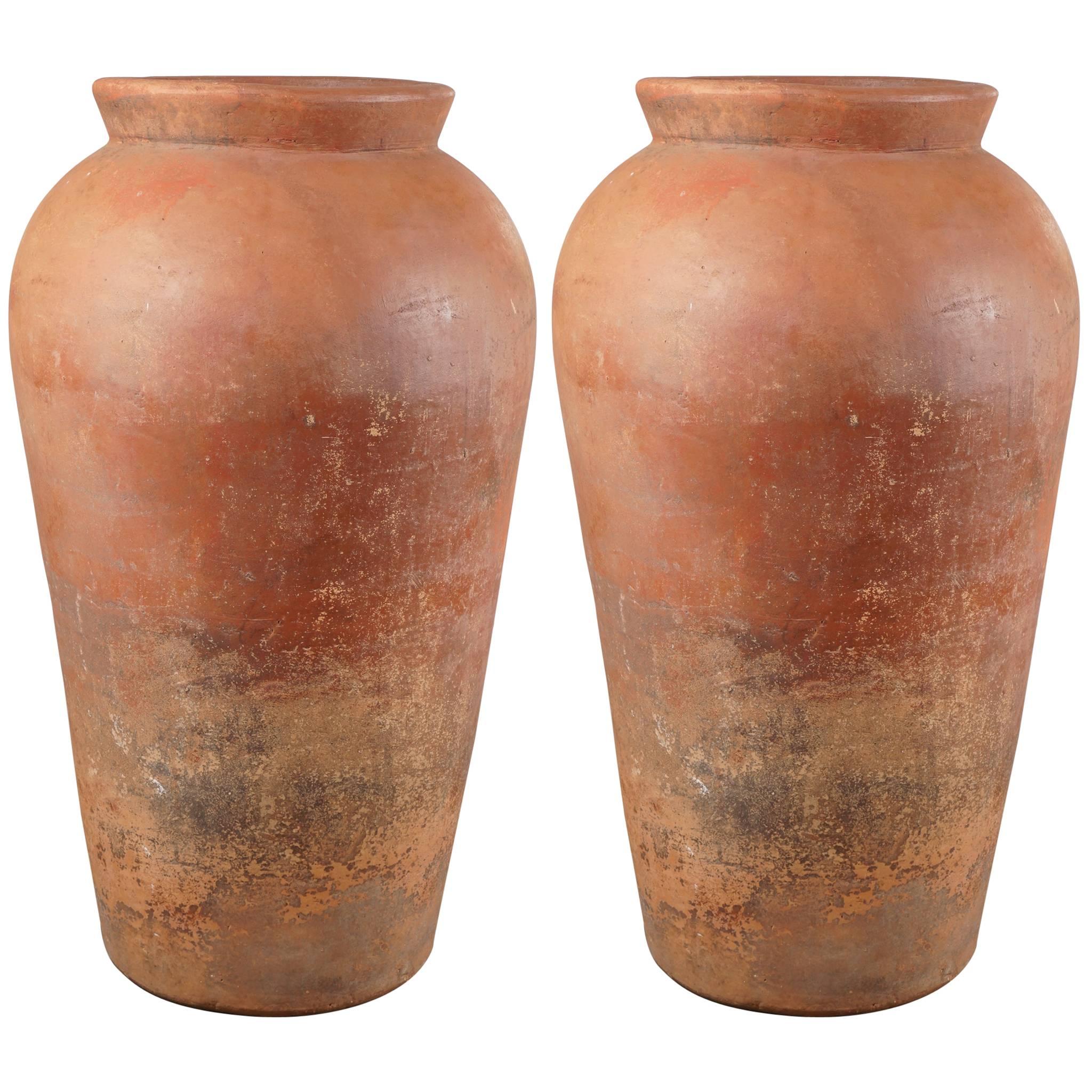 Pair of Monumental Terracotta Jars