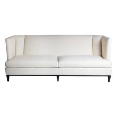 Modern Hickory White Sofa in Ivory Sailcloth