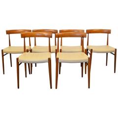 Mid-Century Modern Walnut Dining Chairs, Set of Six