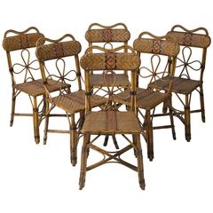 Set of Six Nice Rattan Chairs, France, circa 1920