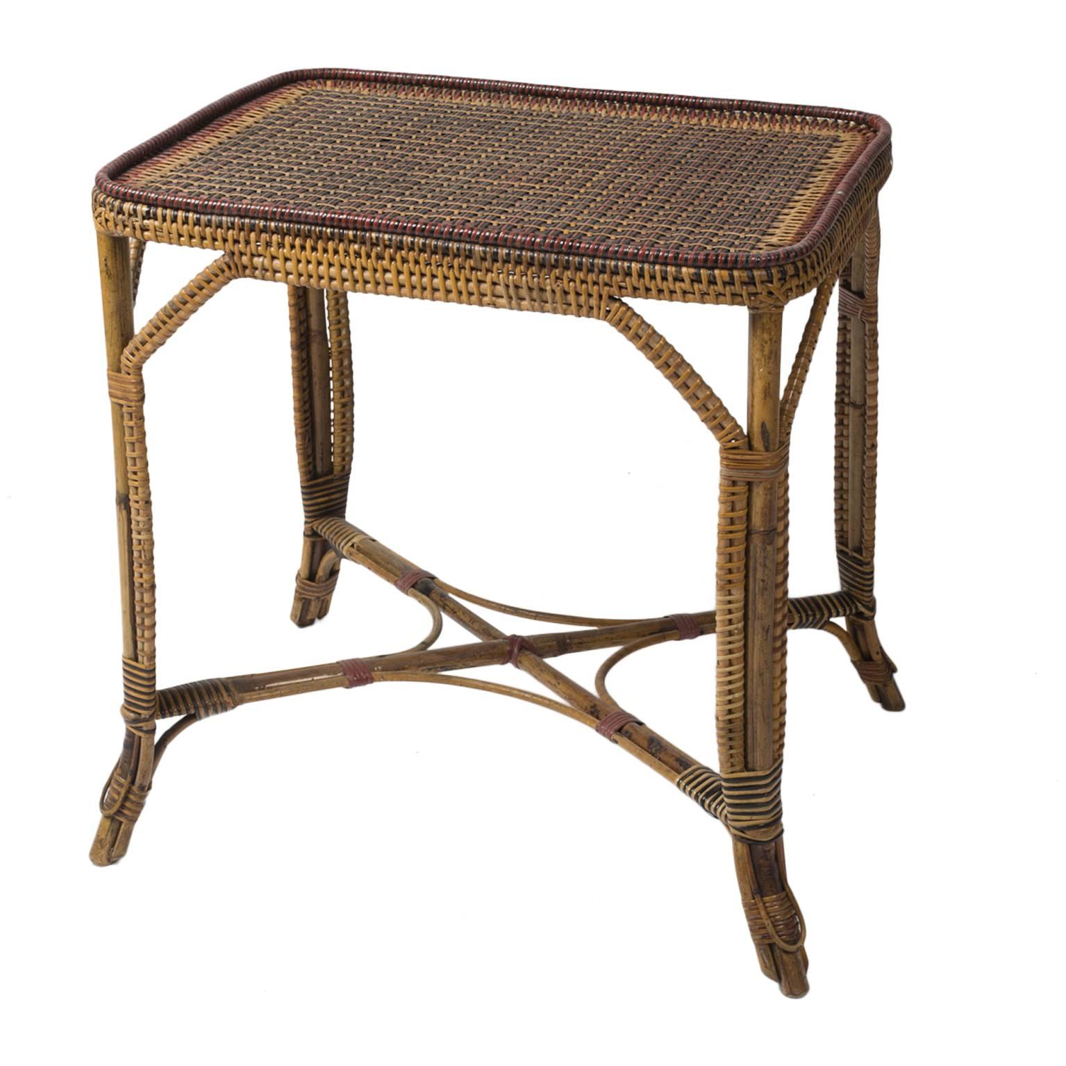 Nice Side Table in Braided Rattan, France, 1900
