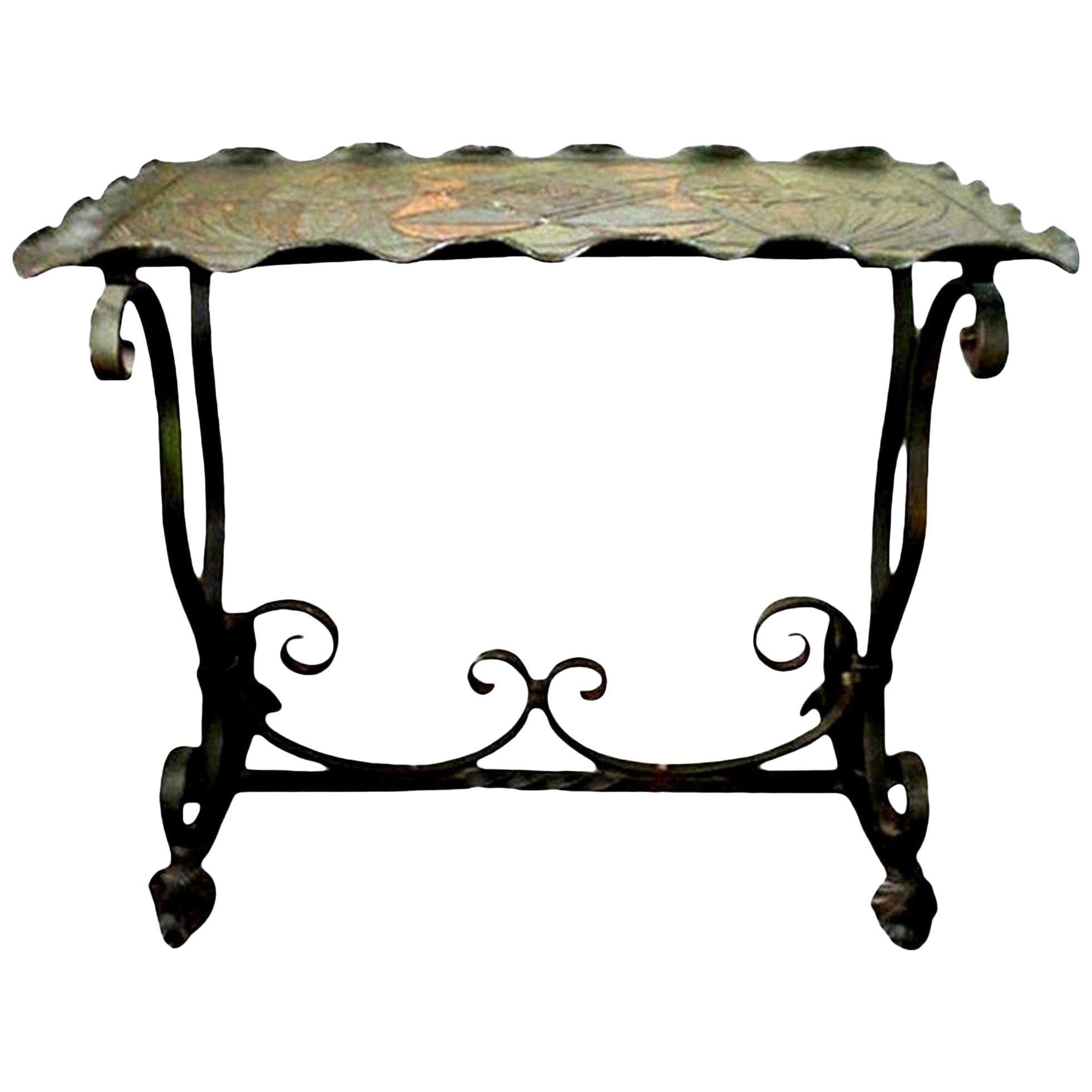 Addison Mizner Iron Tile Top Accent Table For Sale at 1stDibs
