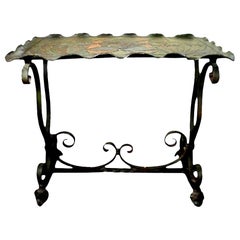 Addison Mizner Inspired Arts & Crafts Wrought Iron Tray-Top Table