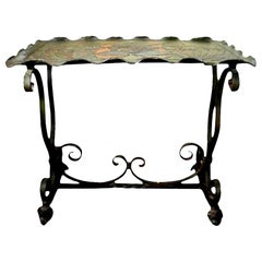 Vintage Addison Mizner Inspired Arts & Crafts Wrought Iron Tray-Top Table