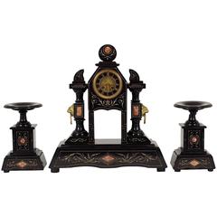 Superb Antique French Marble Garniture Clock Set