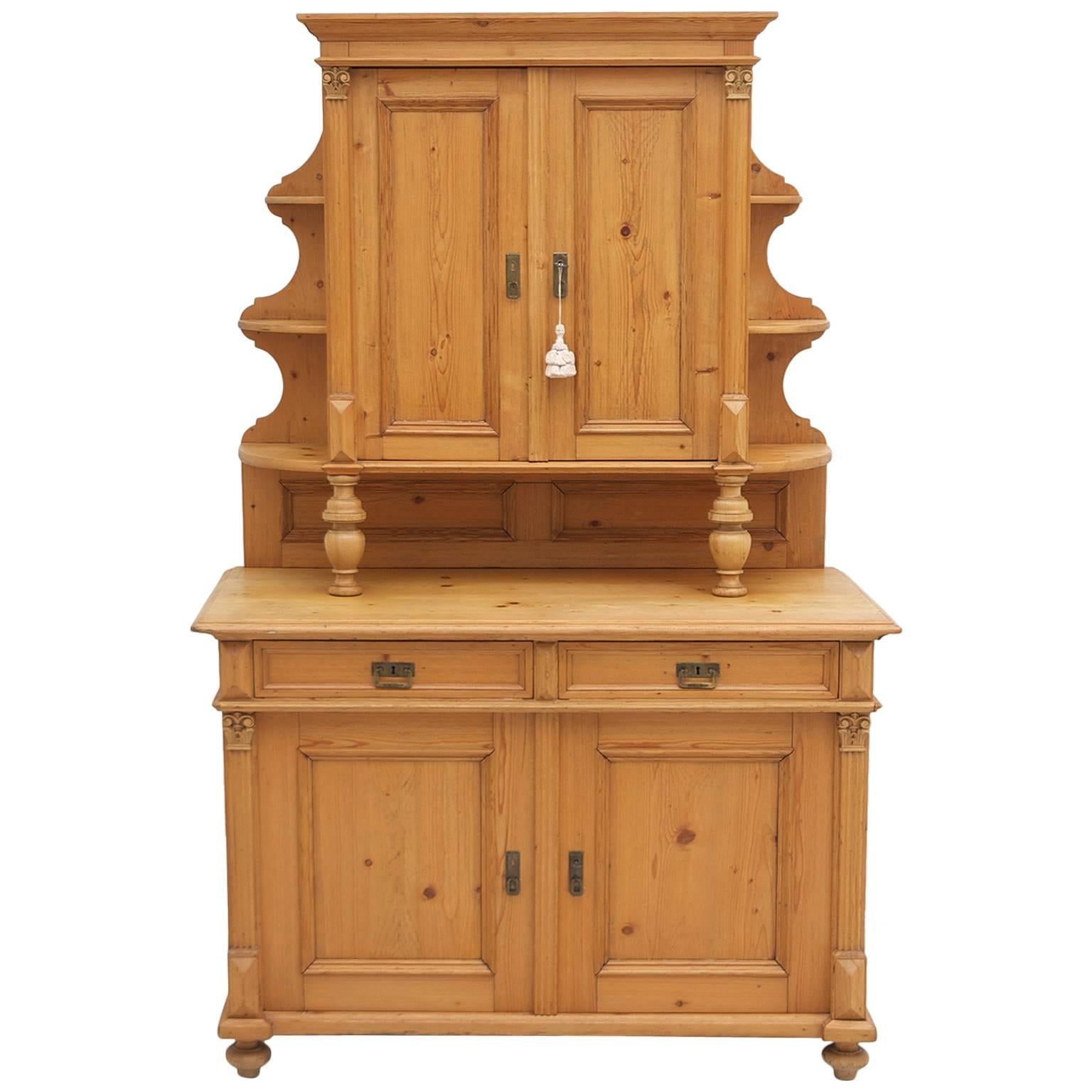 Antique Pine Gründerzeit Buffet Cupboard, circa 1880