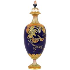Antique Royal Worcester Vase in Raised Gold, with Lid