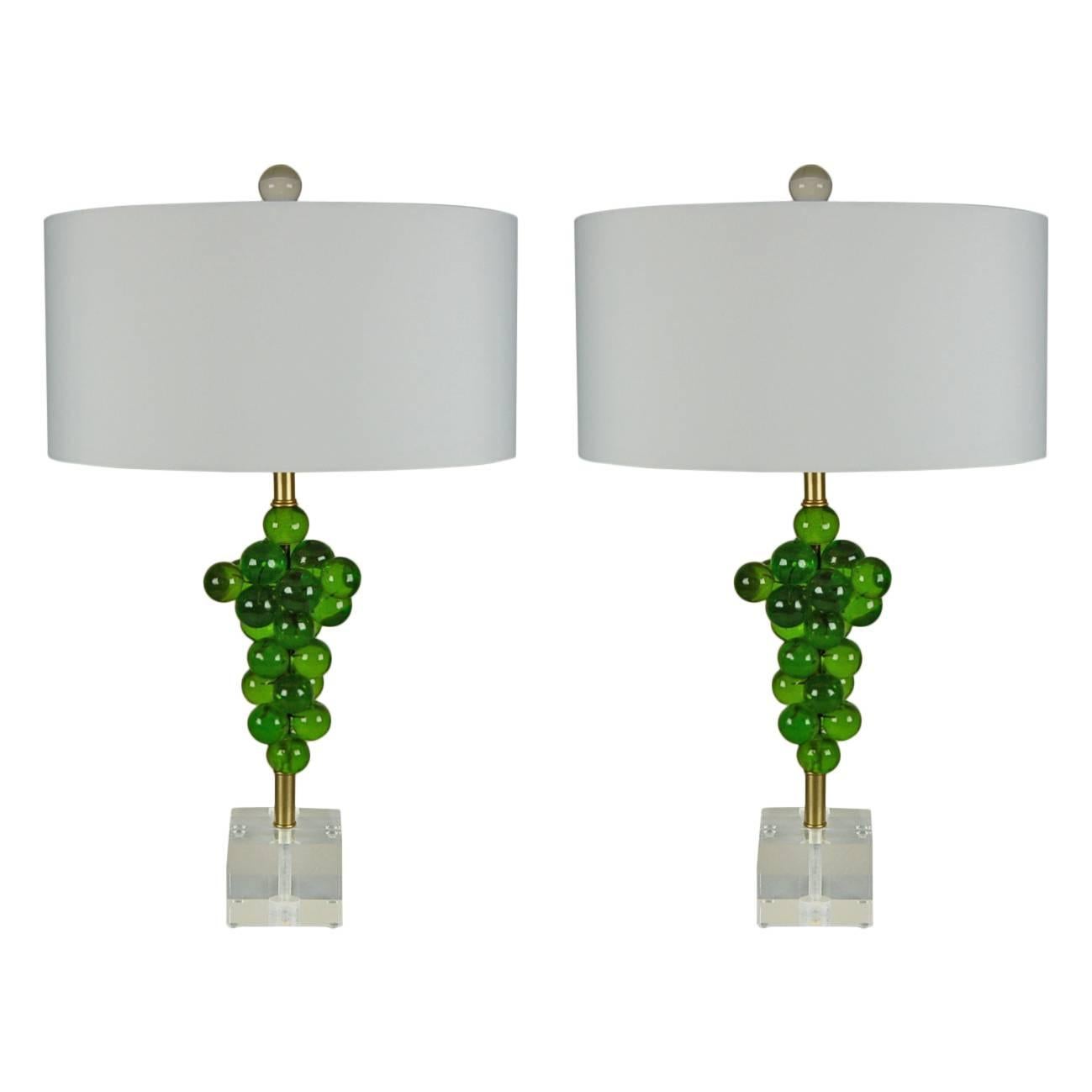 Vintage Resin Bubble Table Lamps by Silvano Pantani in Lime Green, 1966 For Sale