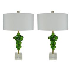 Vintage Resin Bubble Table Lamps by Silvano Pantani in Lime Green, 1966