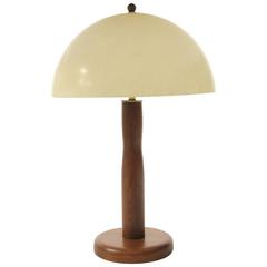 Mid-Century Danish Teak and Fiberglass Mushroom Table Lamp